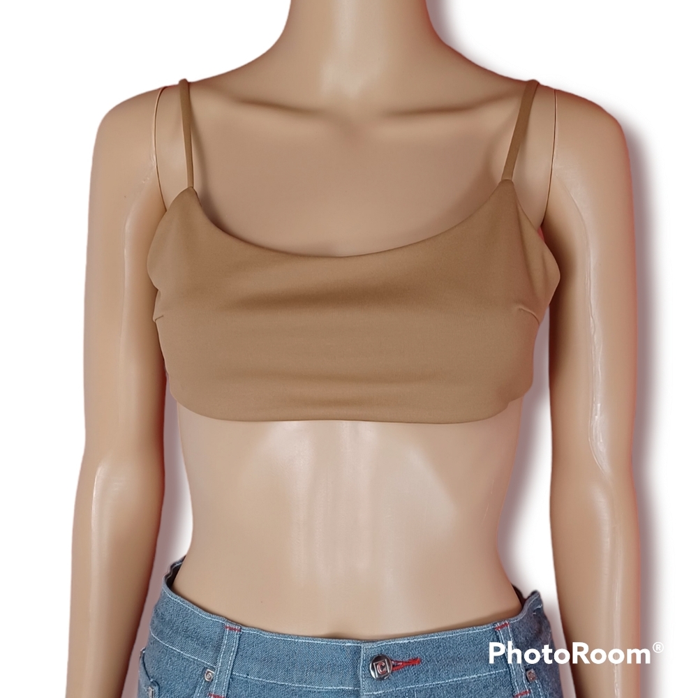 Tan Fashion Nova Cropped Tank